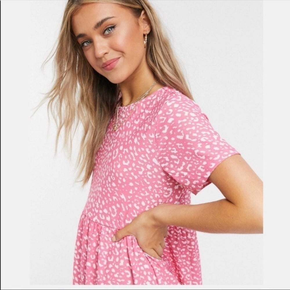 ASOS Wednesday’s Girl Pink Leopard Babydoll Dress - Picture 4 of 9